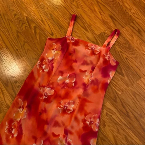 Reformation Vintage 90’s Y2K Floral Bright Barbie Pink Dress Chiffon Slip Dress